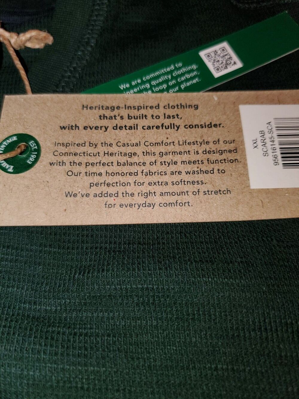 Men's Taylor Vintage Long Sleeve Shirt Crew Neck Green Scarab XXL NWT - Picture 6 of 16